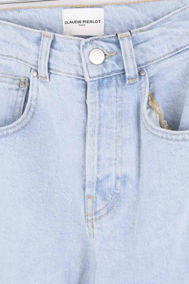 Jean droit Claudie Pierlot Bleu en Coton - élasthanne
