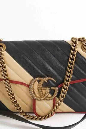 Sac à bandoulière Gucci GG Marmont Chain Matelasse Noir en Cuir