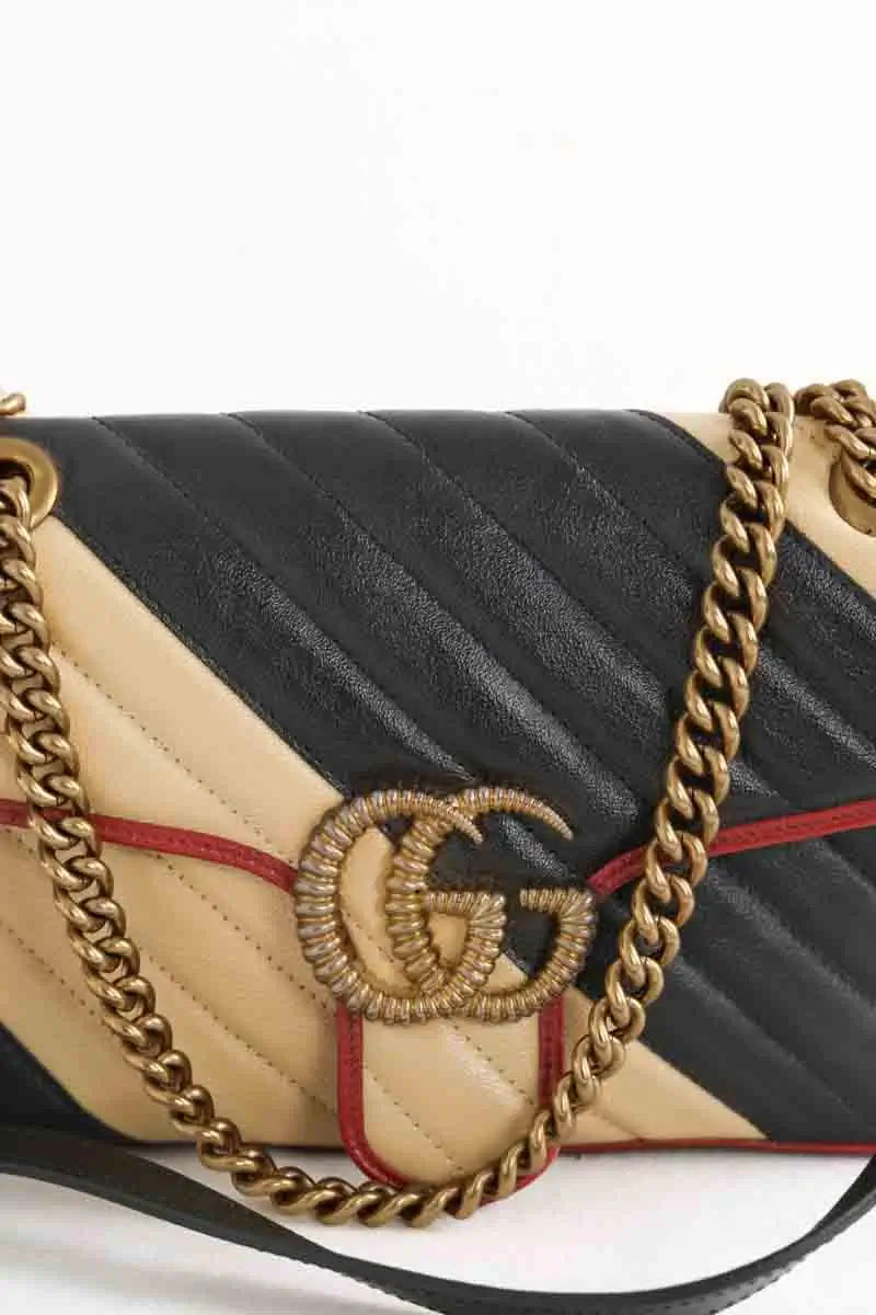 Sac à bandoulière Gucci GG Marmont Chain Matelasse Noir en Cuir