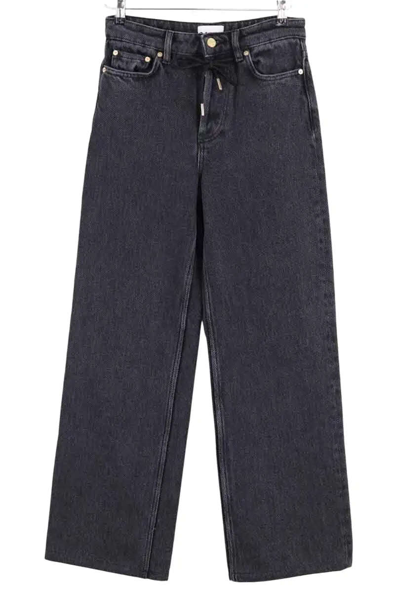 Jean large Ganni Anthracite en Coton, taille XS - Seconde Main