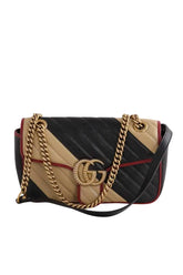 Sac à bandoulière Gucci GG Marmont Chain Matelasse Noir en Cuir - Seconde Main