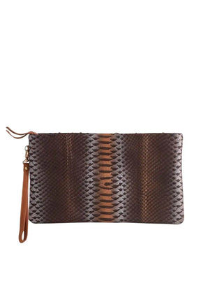 Pochette Claris Virot Marron en Cuirs exotiques - Seconde Main