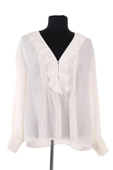 Blouse Sandro Ecru en Soie, taille S - Seconde Main
