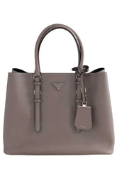Sac à main Prada Double Gris en Cuir - Seconde Main