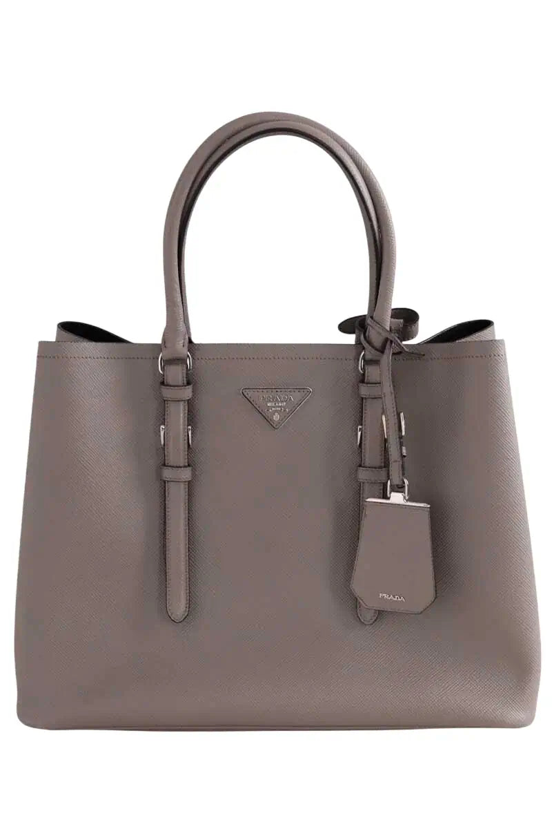 Sac à main Prada Double Gris en Cuir - Seconde Main