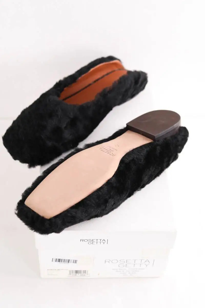 Ballerines Rosetta Getty Loafers slide Noir en Fourrure