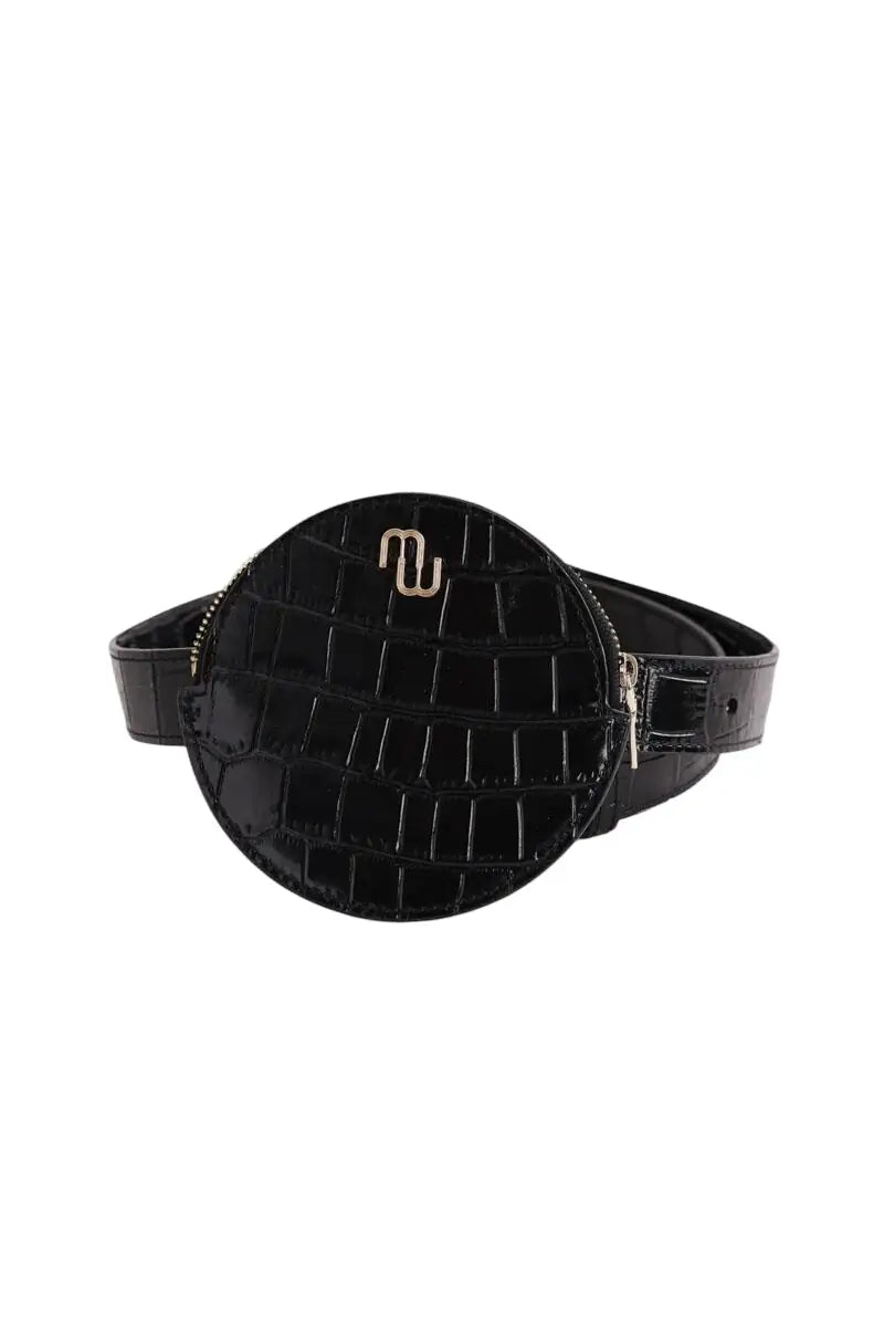 Ceinture Maje Noir en Cuir verni, taille M - Seconde Main
