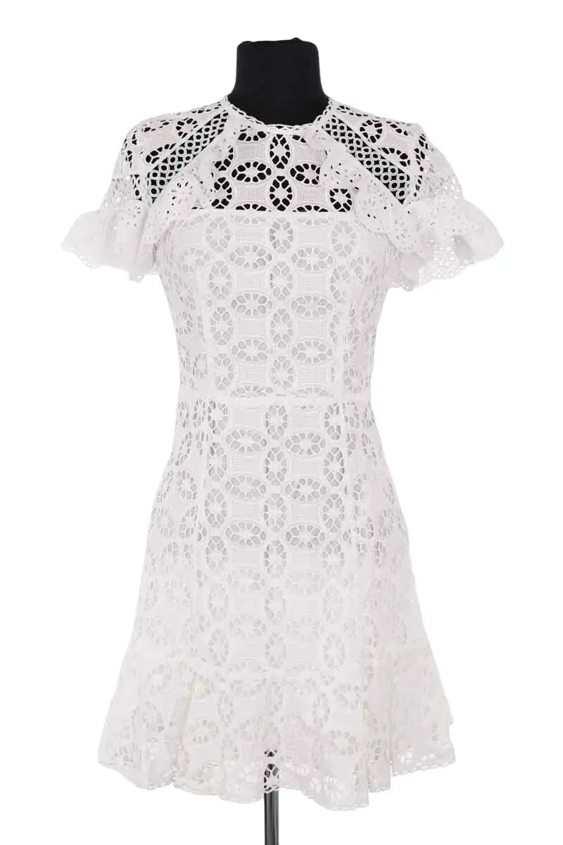 Robe Sandro Blanc en Coton, taille S - Seconde Main