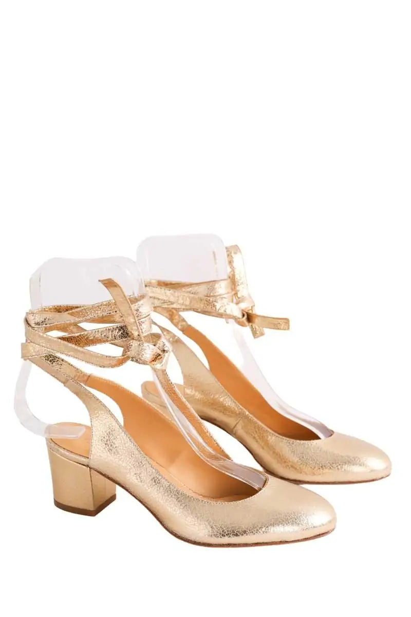 Talons Sézane Doré en Cuir