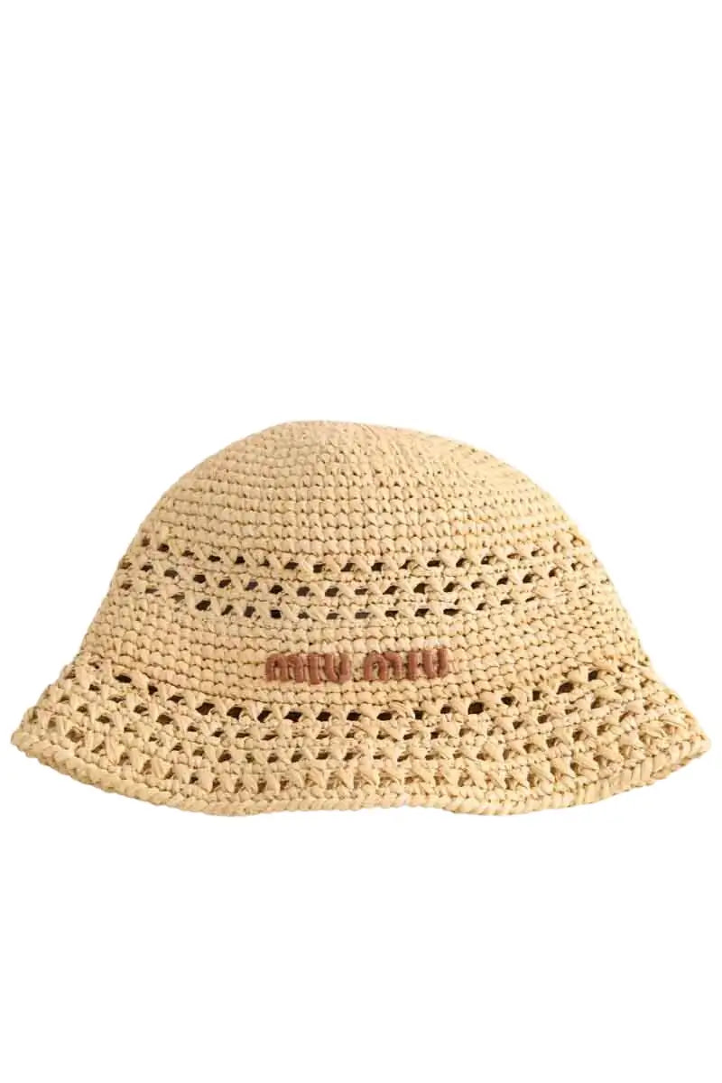 Chapeau Miu Miu Beige en Osier, taille M - Seconde Main
