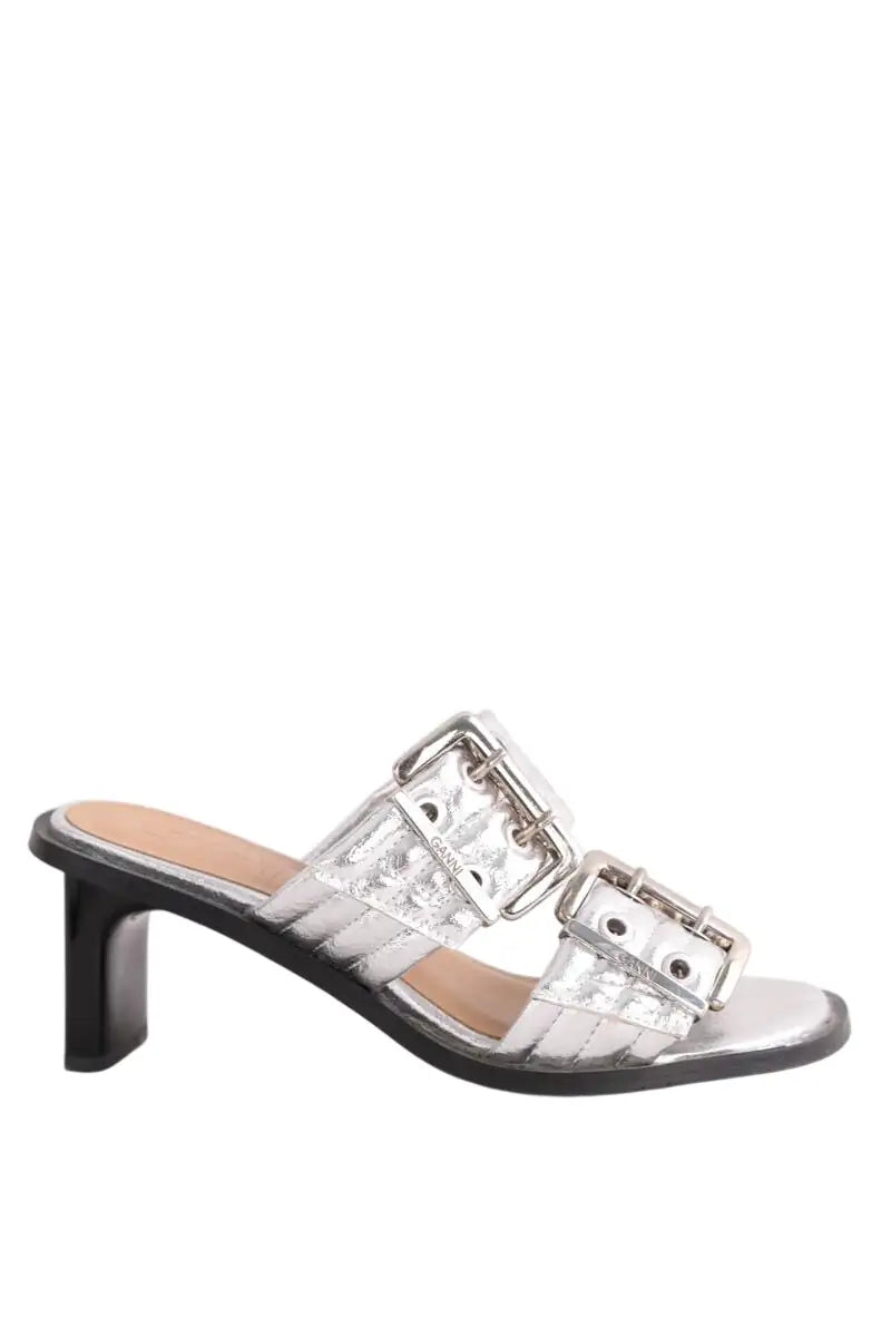 Talons Ganni Argent en Cuir, taille 35 - Seconde Main