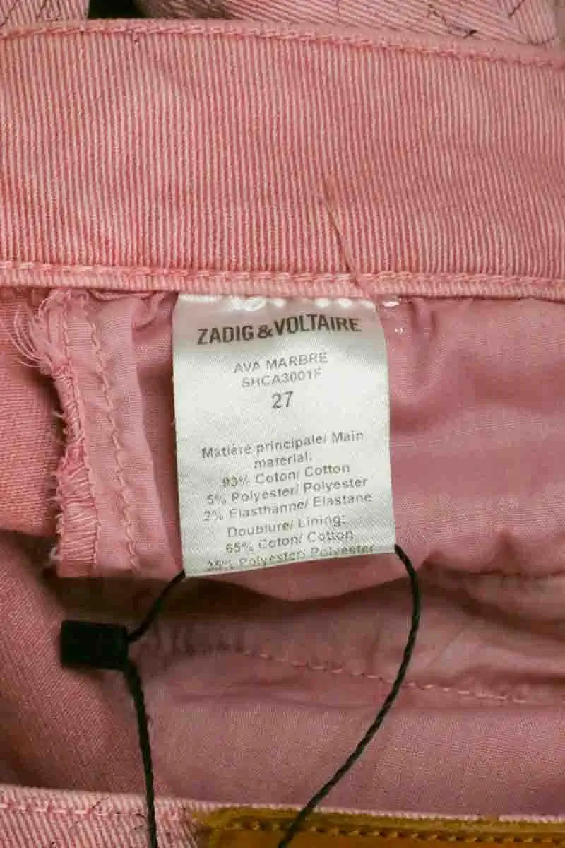 Jean droit Zadig & Voltaire Rose en Coton
