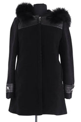 Manteau Claudie Pierlot Noir en Fourrure, taille S - Seconde Main