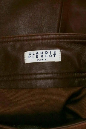 Jupe Claudie Pierlot Bordeaux en Cuir