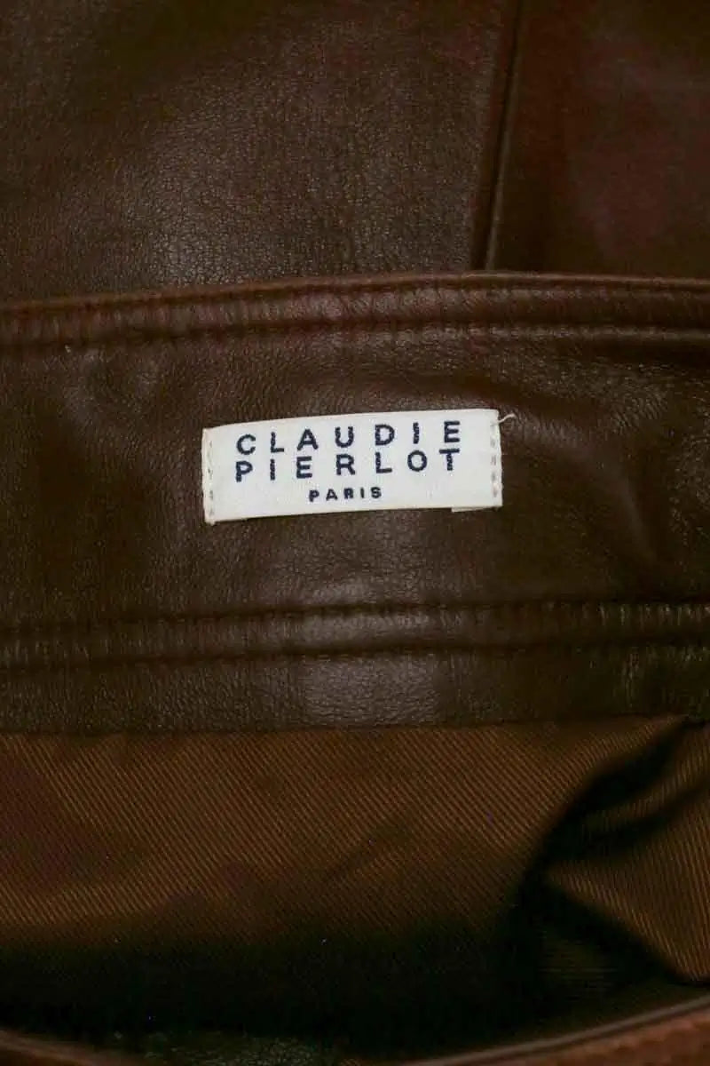 Jupe Claudie Pierlot Bordeaux en Cuir