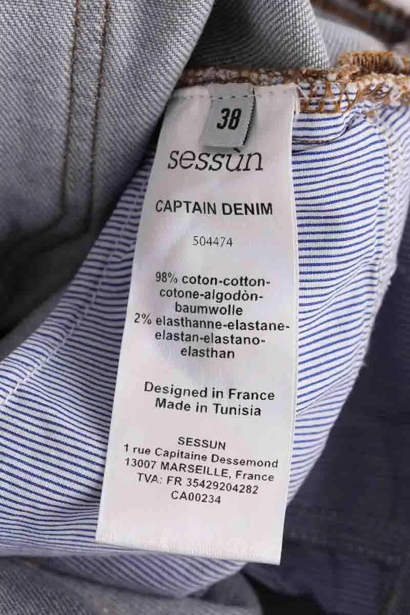 Jean large Sessun Captain Denim Gris en Coton