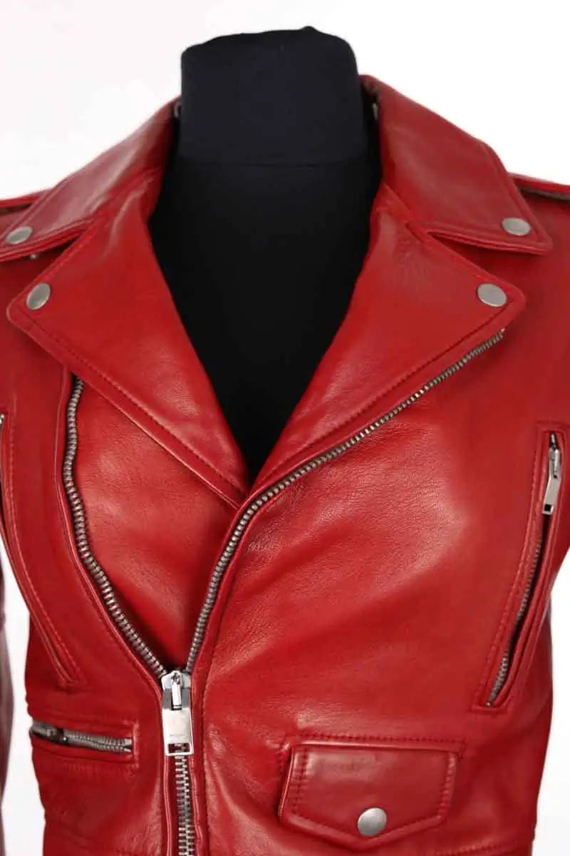 Veste Saint Laurent Rouge en Cuir