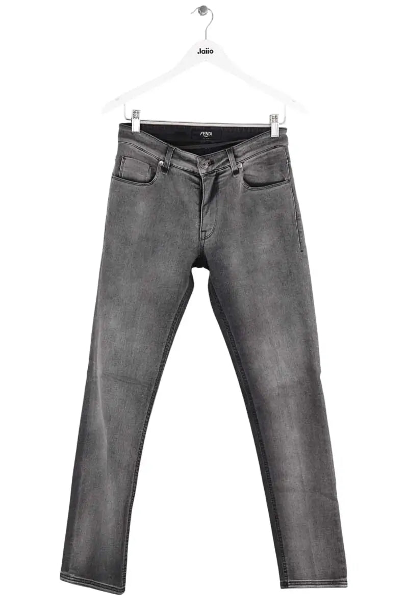 Jean droit Fendi Gris en Coton, taille L - Seconde Main