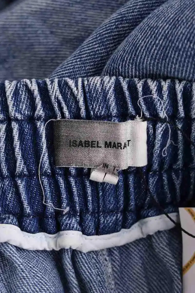 Pantalon droit Isabel Marant Bleu en Coton