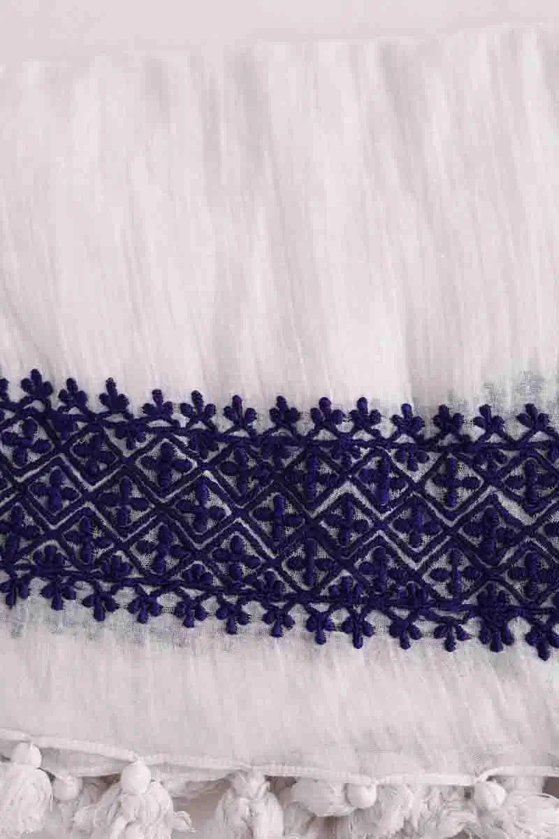 Étole Antik Batik Blanc en Coton
