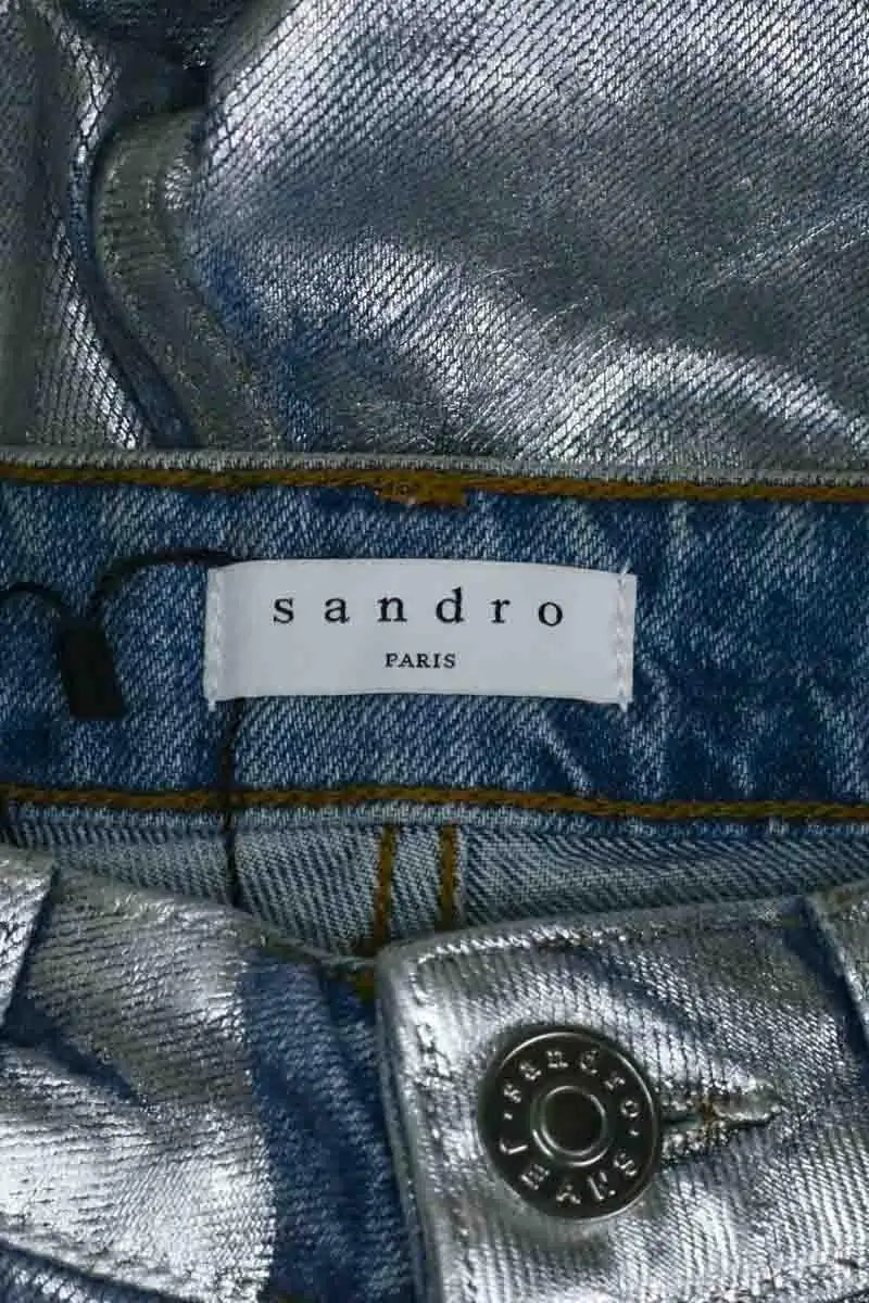 Jean droit Sandro Argent en Coton