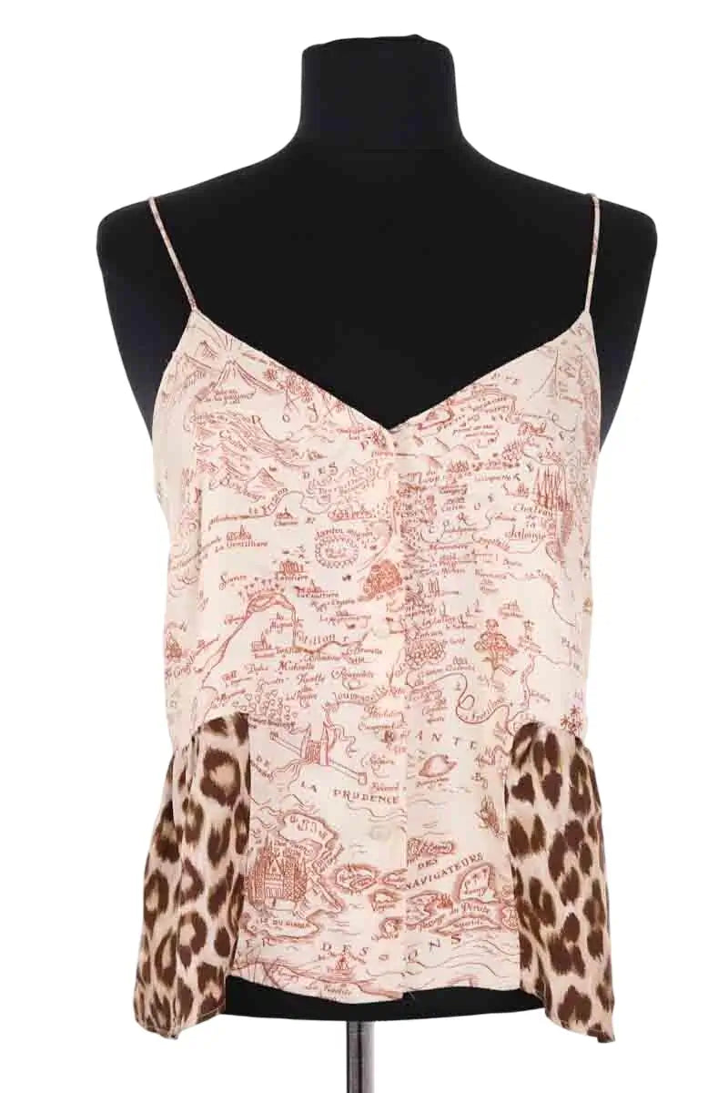 Top sans manche La Prestic Ouiston Beige en Soie, taille XS - Seconde Main