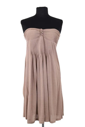 Robe Maje Beige en Soie, taille XS - Seconde Main