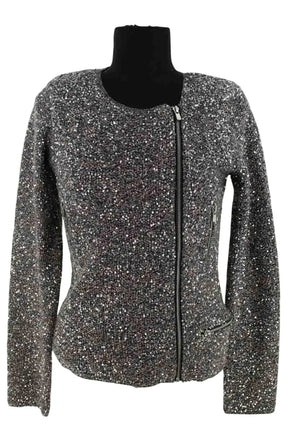 Gilet Maje Argent en Paillettes, taille M - Seconde Main