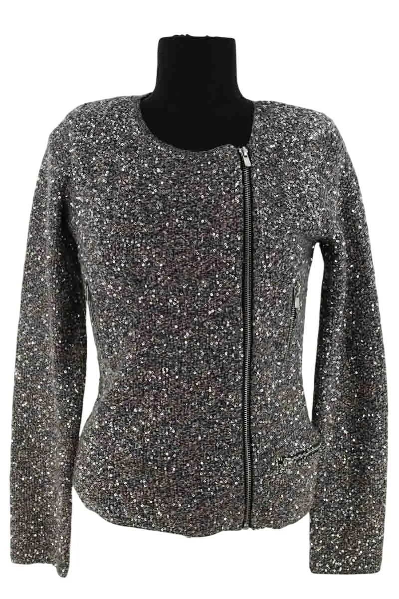 Gilet Maje Argent en Paillettes, taille M - Seconde Main