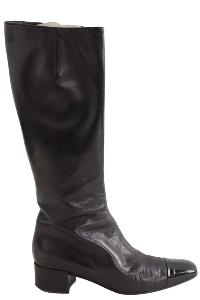 Bottes Carel Noir en Cuir, taille 38 - Seconde Main