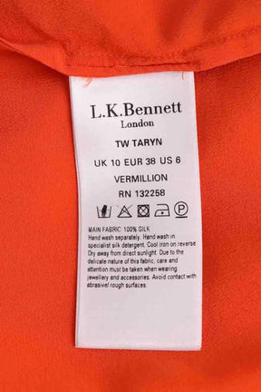 Top sans manche LK Bennett Orange en Soie