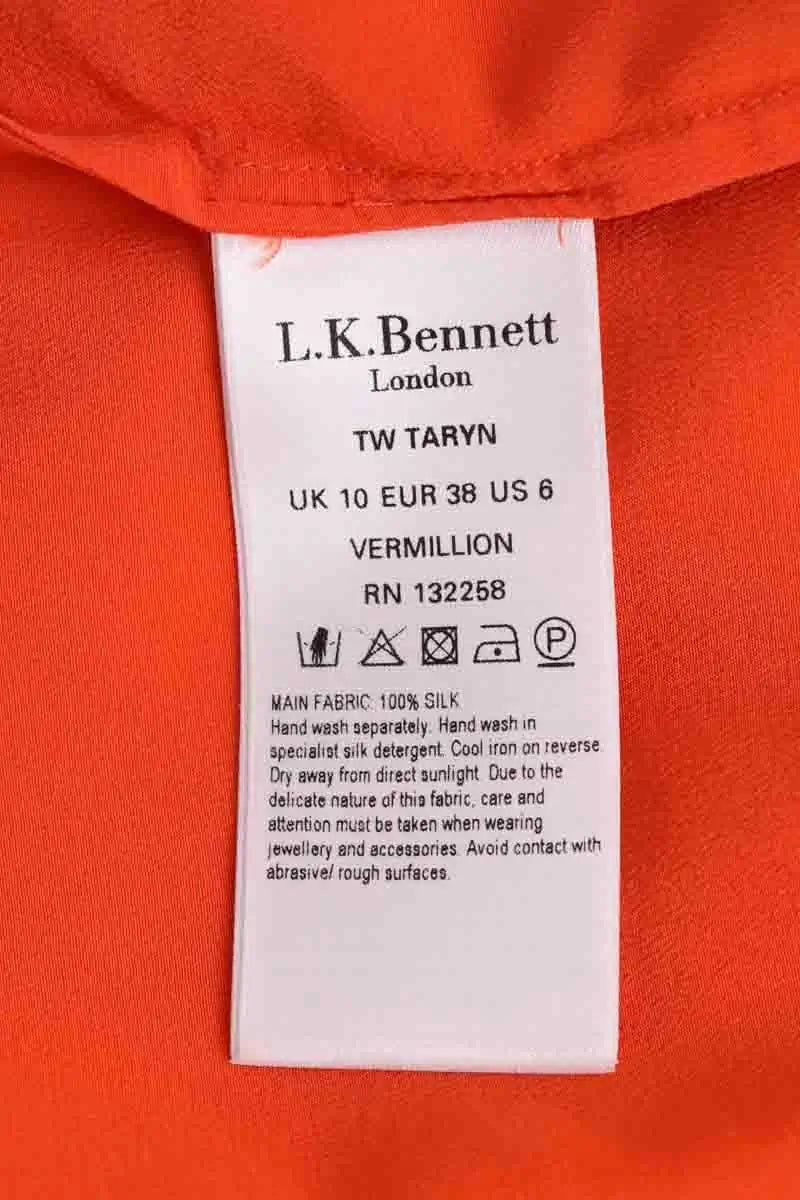 Top sans manche LK Bennett Orange en Soie