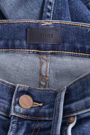 Jean droit Mother The mid rise rider ankle Bleu en Coton - élasthanne