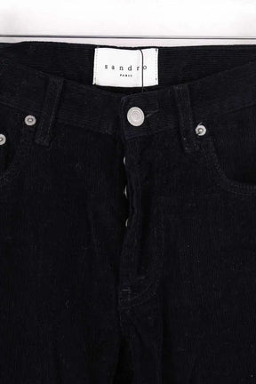 Pantalon droit Sandro Marine en Velours