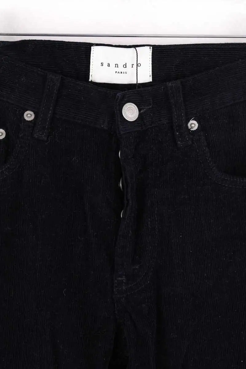Pantalon droit Sandro Marine en Velours