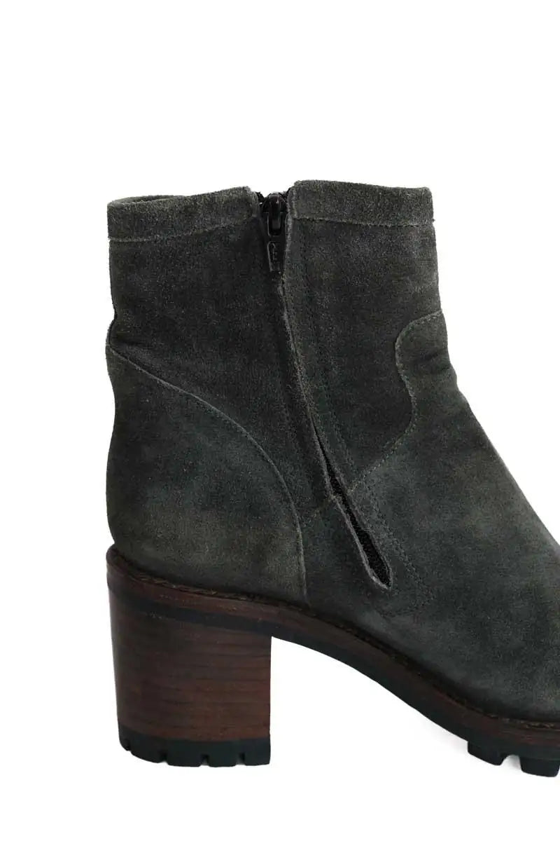 Boots à boucles Free Lance Vert en Daim