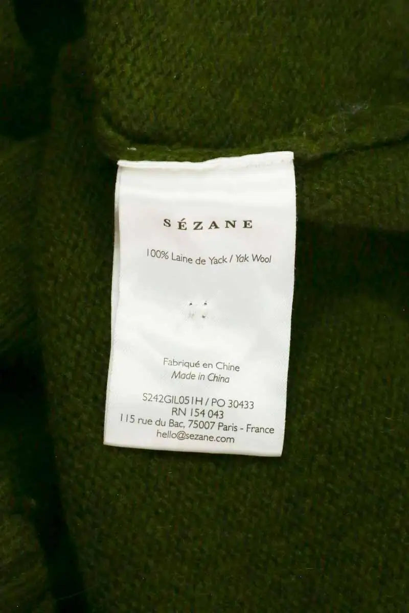 Cardigan Sézane Vert en Laine