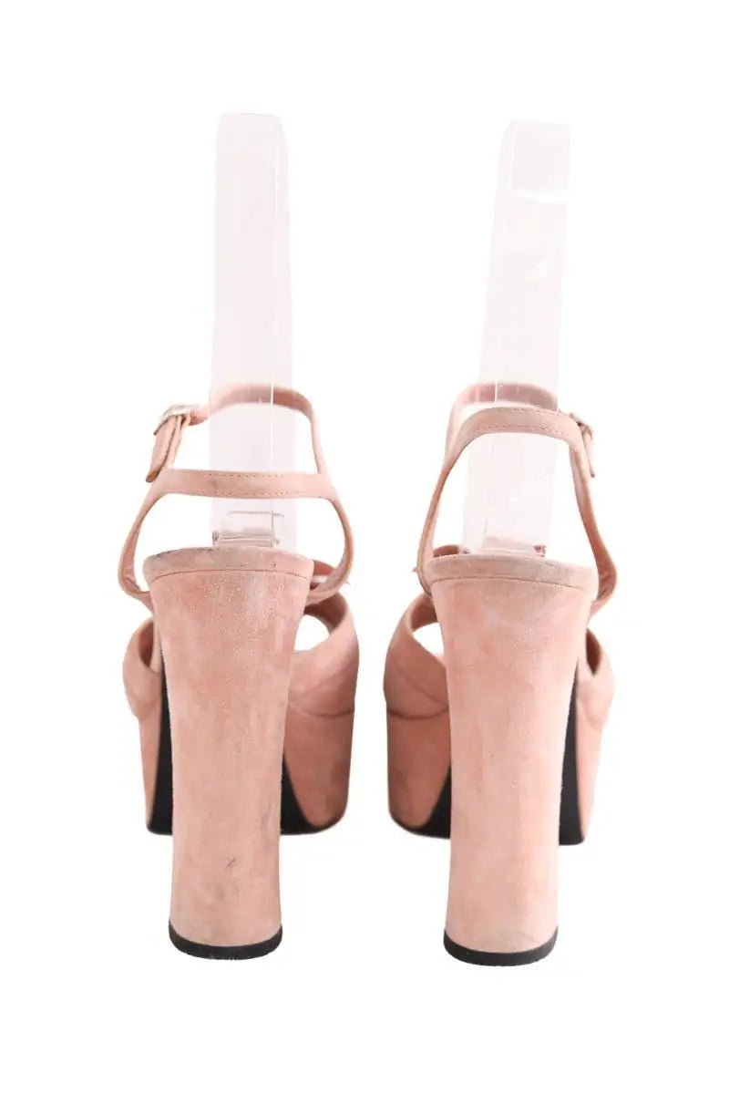Talons Saint Laurent Rose en Daim