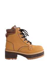 Boots à lacets Maje Camel en Cuir, taille 37 - Seconde Main