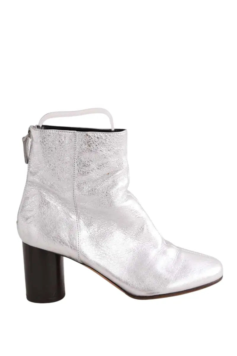 Boots Sandro Argent en Cuir, taille 37 - Seconde Main