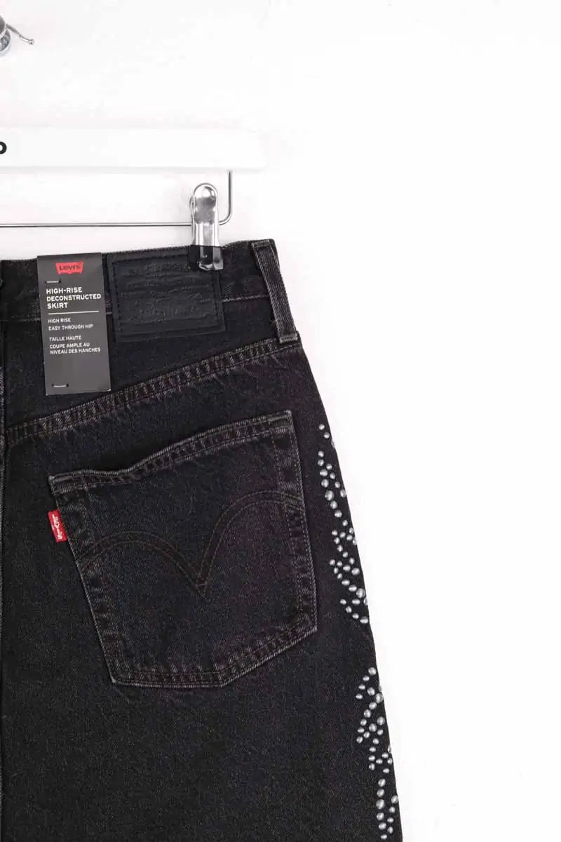 Mini jupe Levi's High rise deconstructed skirt Noir en Coton