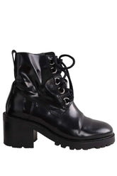 Boots à lacets Maje Noir en Cuir, taille 36 - Seconde Main