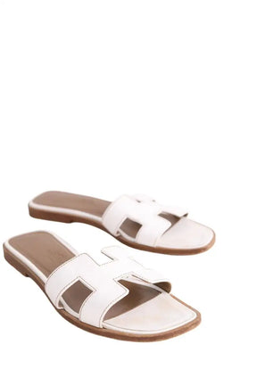 Sandales Oran Hermès ORAN Blanc en Cuir