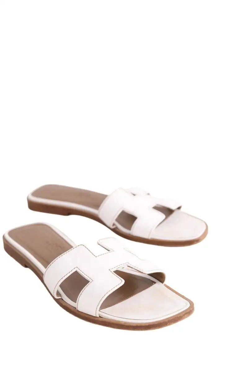 Sandales Oran Hermès ORAN Blanc en Cuir
