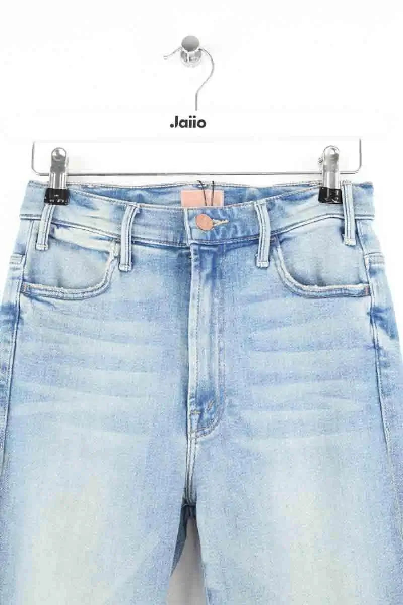 Jean droit Mother The Hustler Ankle Fray Bleu en Coton