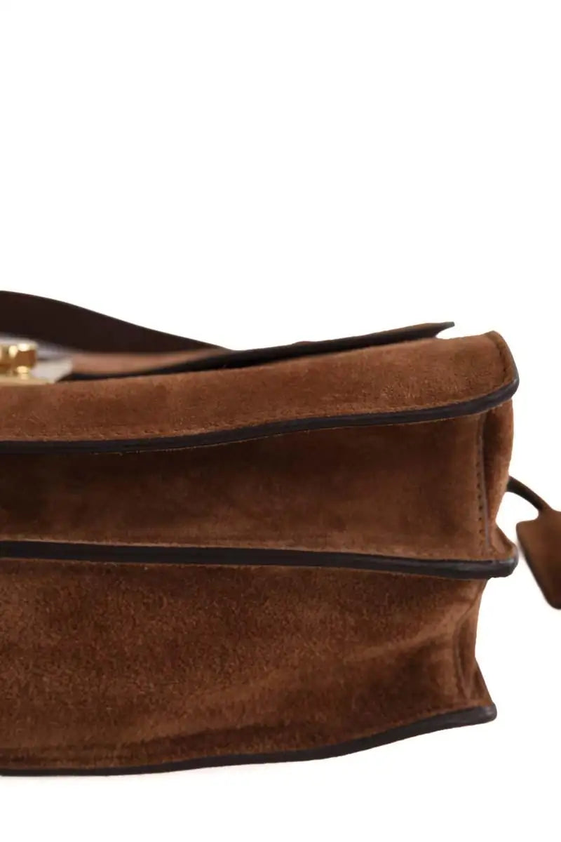 Sac porté épaule Prada Camoscio Meduim Soft Sound Shoulder Bagg Marron en Daim