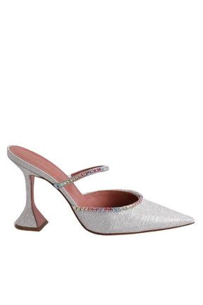 Talons Amina Muaddi Argent en Cuir, taille 38 - Seconde Main