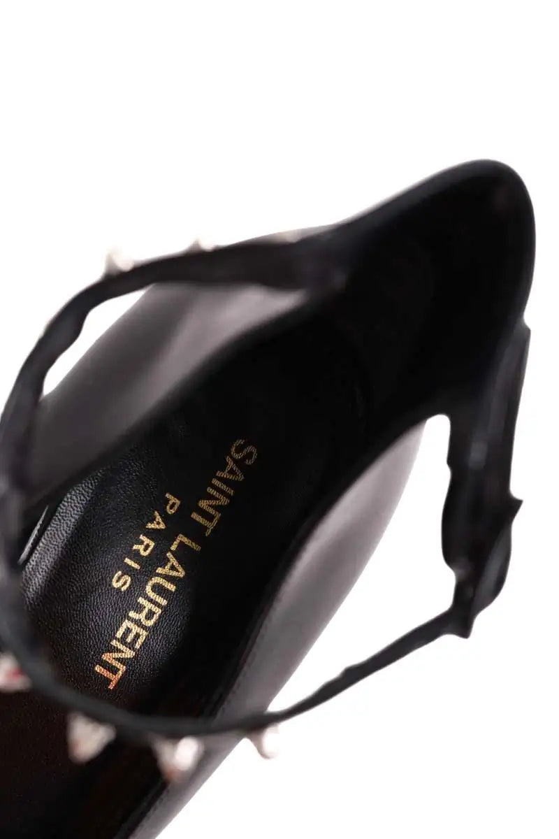 Talons Saint Laurent Noir en Cuir verni