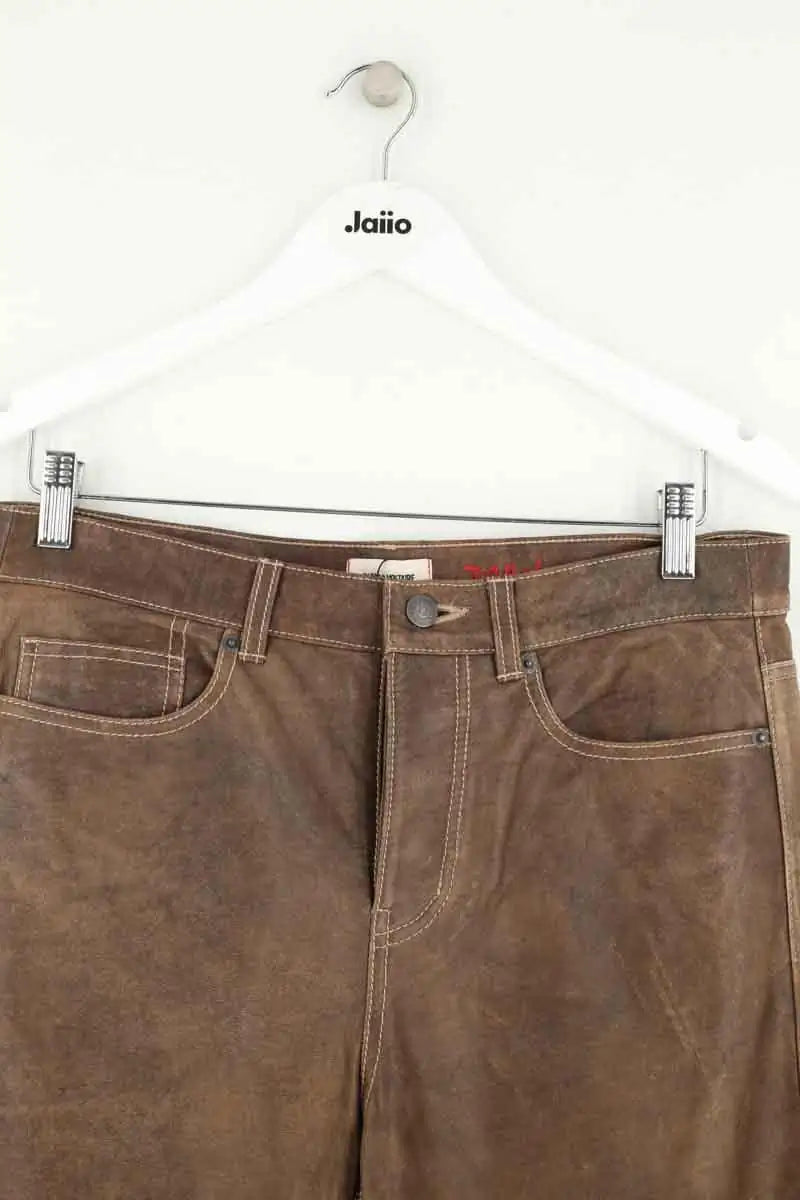 Pantalon droit Zadig & Voltaire John Marron en Cuir