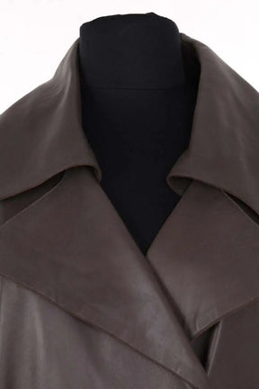 Manteau Jitrois Anthracite en Cuir